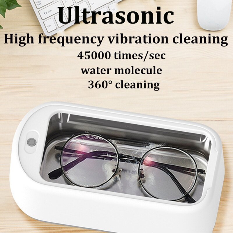 Limpiador de joyas ultrasónico portátil, máquina de limpieza de anteojos ultrasónica para el hogar con función de temporizador