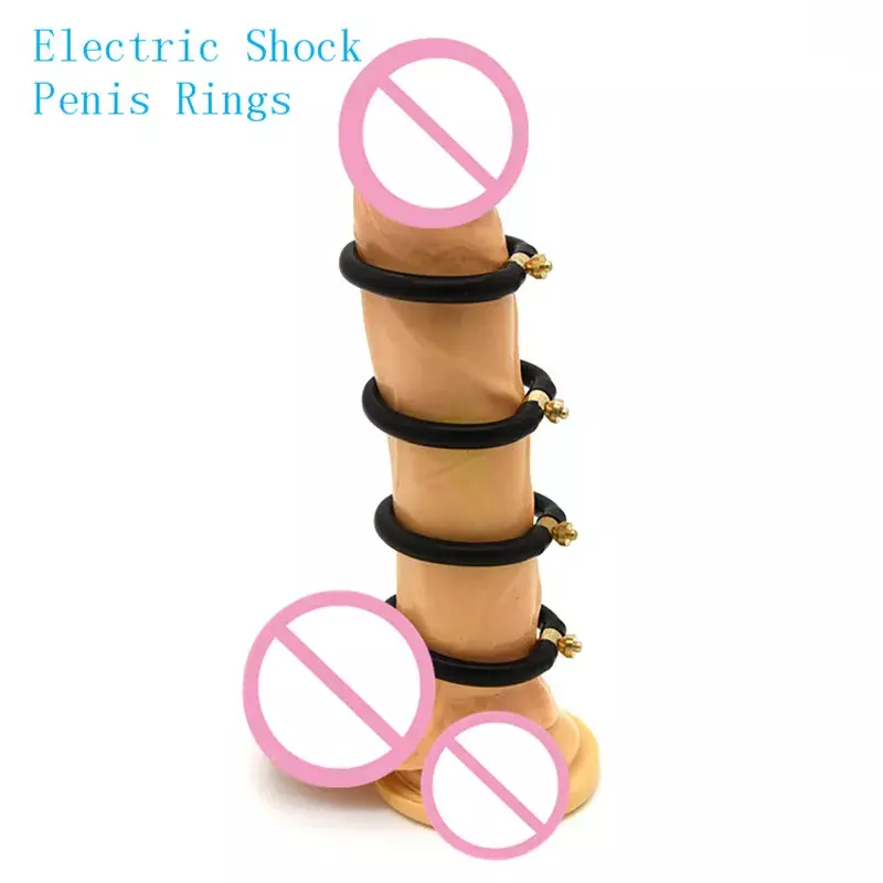 Mainan bertema medis elektro Shock cincin kemaluan dapat disesuaikan lengan skrotum merangsang cincin Penis mainan seks pijat untuk pria