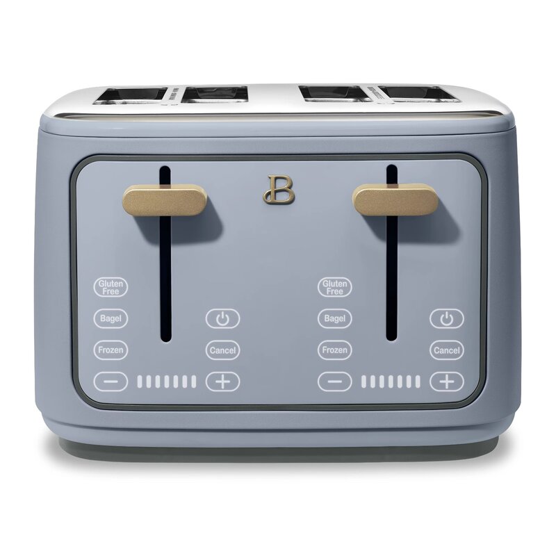 4-Scheiben-Toaster mit berührungs aktiviertem Display, kornblumen blau. Usa. neu