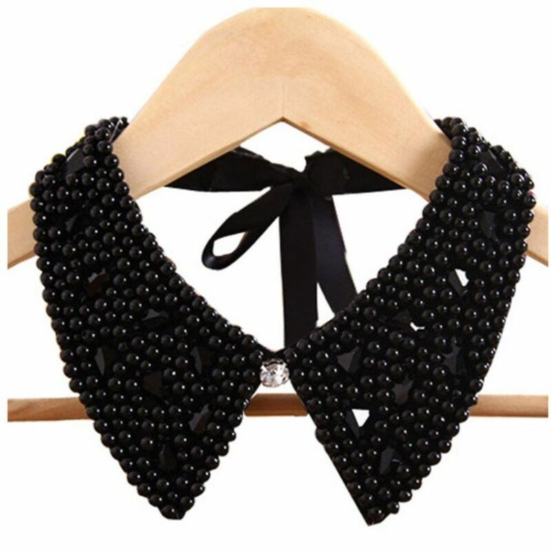 Elegant Pearl Necklace Collar Women Detachable Vintage Lace Pearl Beaded Collar Necklace All-purpose