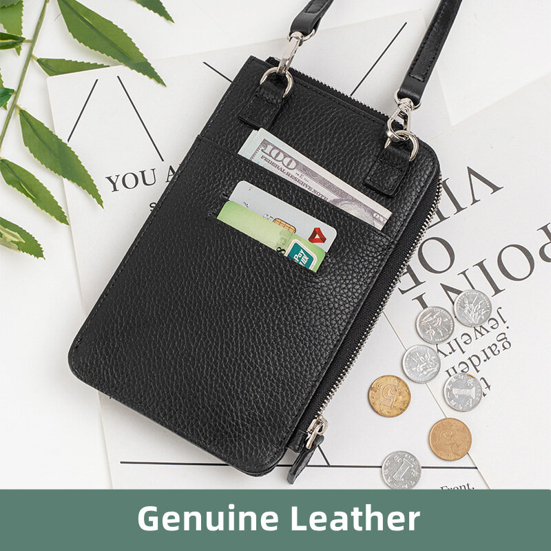 Fashion Genuine Leather Phone Crossbody Bag Women Mini PU Leather Shoulder Messenger Bag 2022 New Ladies Luxury Phone Purse
