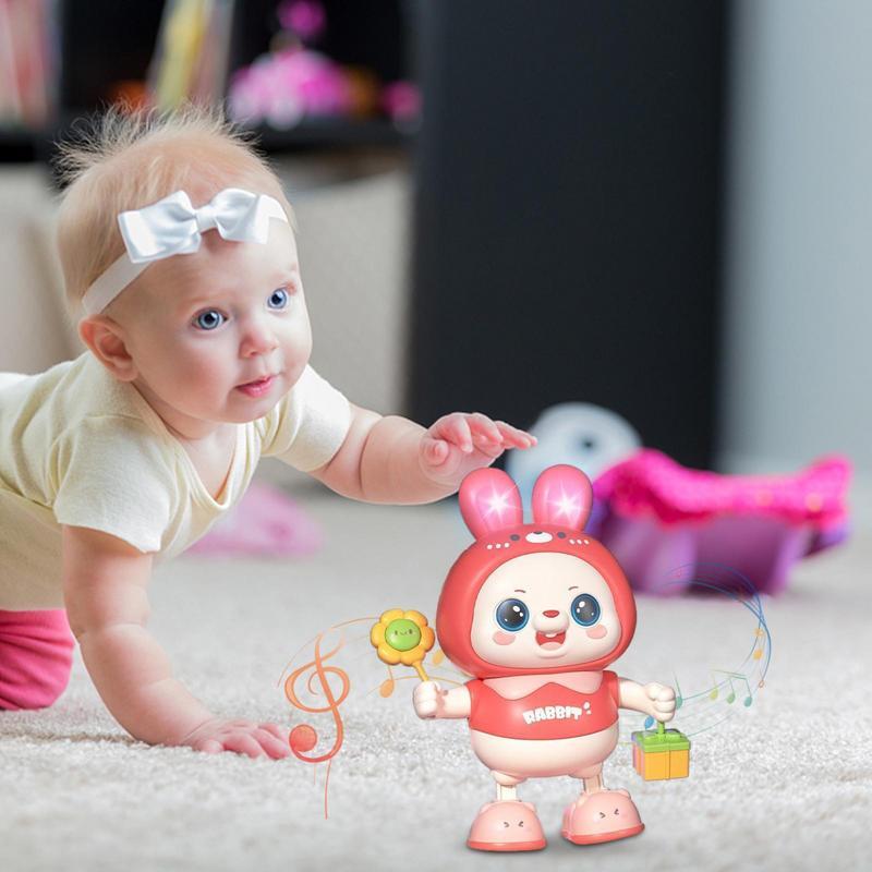 Kreskówka elektryczny króliczek dla dzieci muzyczna zabawka mały królik rozświetlają muzykę tańczącą zabawka króliczek interaktywna zabawka dla małych dzieci