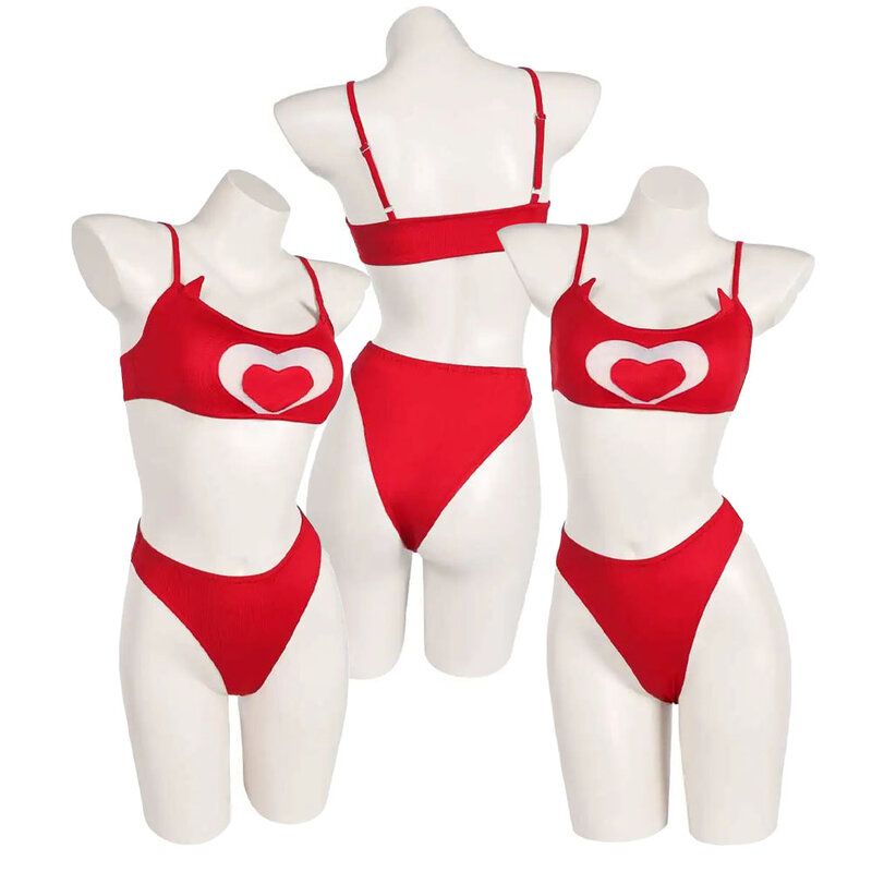 Hazbin Cherri Bomb Cosplay Anime Red Sexy Swimsuit Costume Outfits For Adult Women Girls Swimwear Anime Halloween Carnival Suit