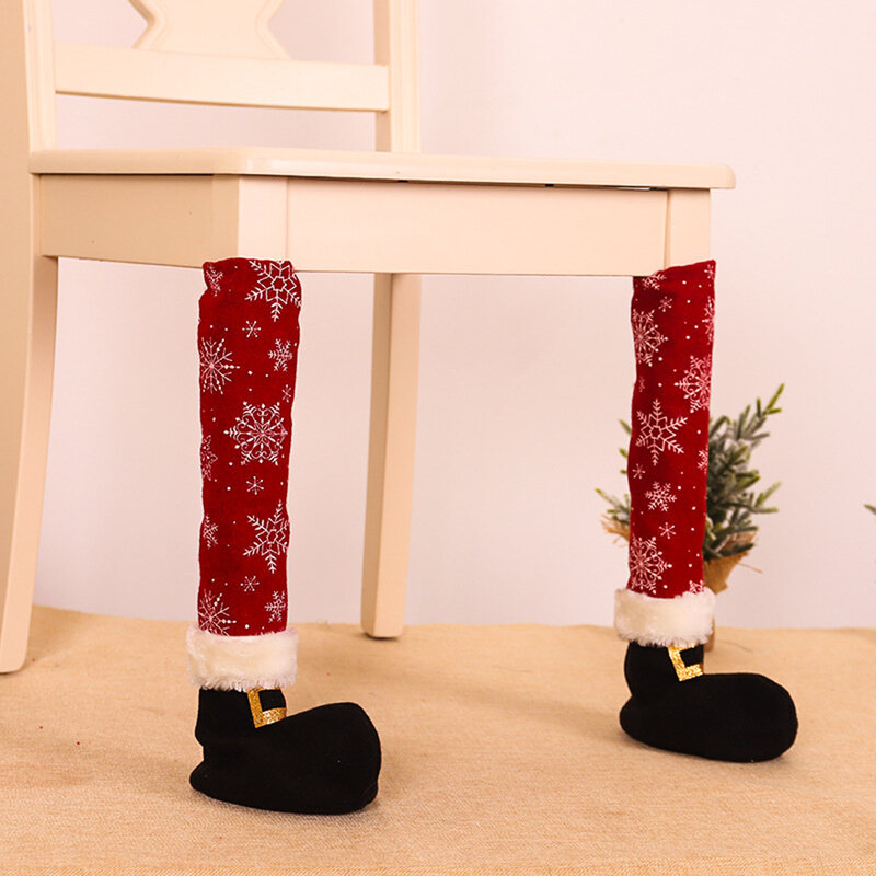 참신한 크리스마스 의자 다리 커버 바닥 보호대, 홈 장식 슬립 커버 가구 양말 파티 거실 새해 크리스마스