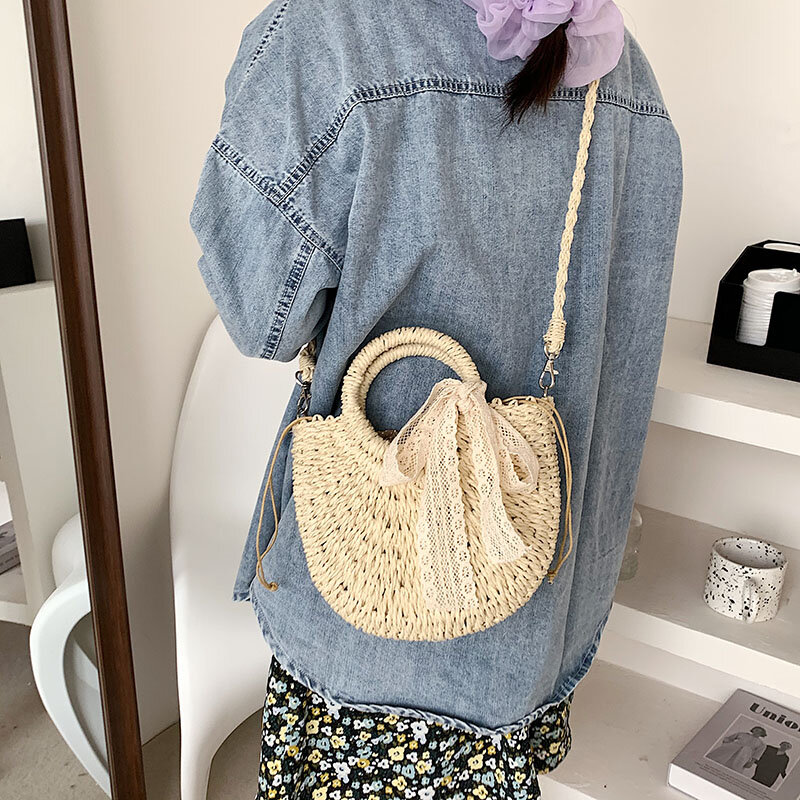 Модная соломенная сумка HOCODO через плечо для женщин, летние соломенные женские сумки, женская Повседневная пляжная сумка через плечо, сумка из ротанга