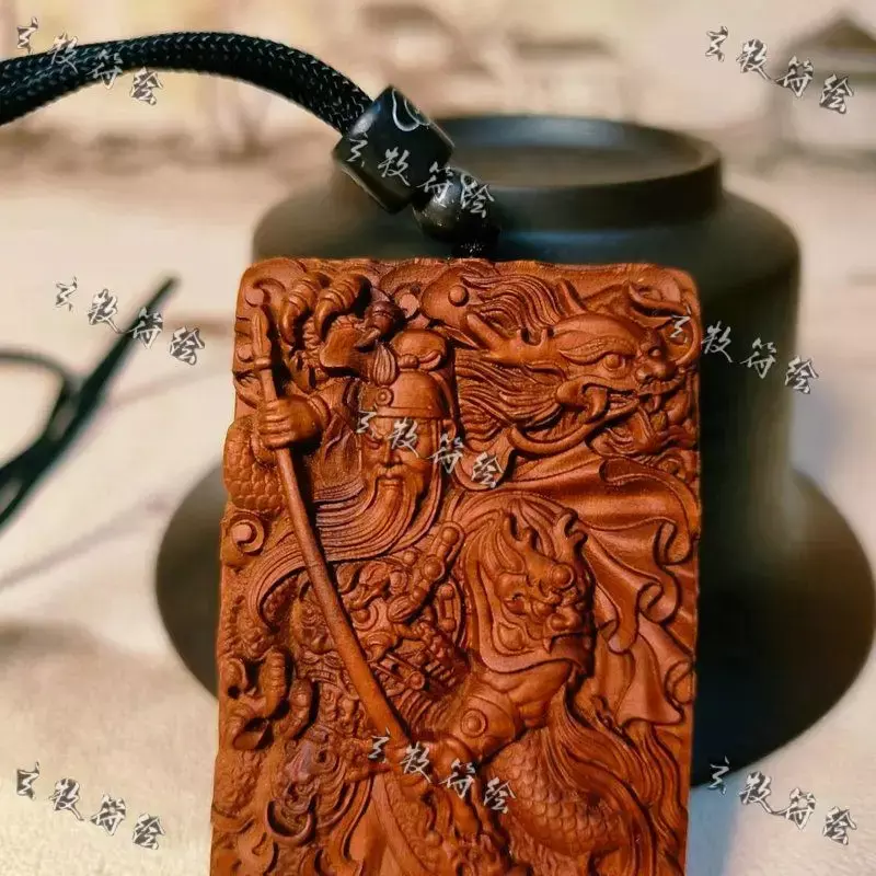 Деревянная подвеска в виде бога богатства Гуань гонг, амулет для защиты тела, ювелирные изделия для мужчин