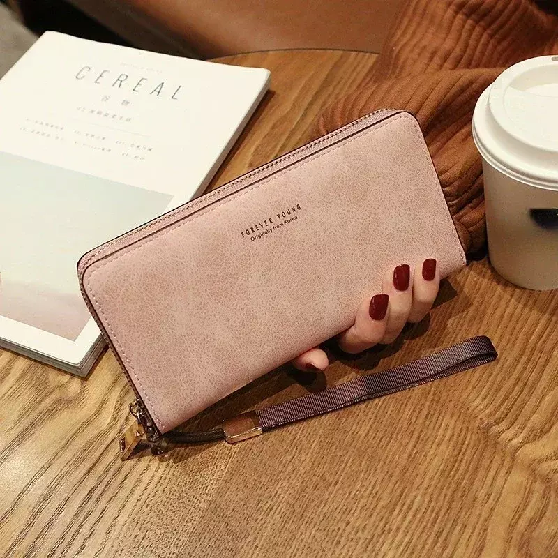 المرأة طويلة محفظة عادية بولي Leather الجلود الصلبة متعددة الأغراض حقيبة الهاتف المحمول عملة بطاقة محفظة المحمولة حقيبة يد الإناث