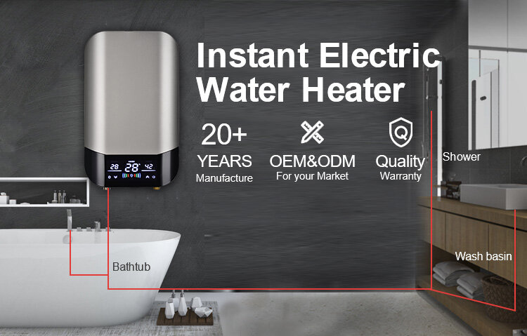 Calentador de agua eléctrico de fábrica profesional, calefactor montado en la pared, Italia, Ecosmart, ducha de baño, sin depósito