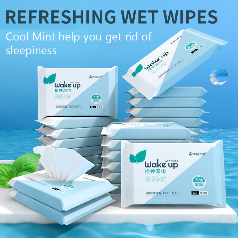 5 pack (60 pcs) mint refreshing body wipes sleepy at work sleepy study sleepy refreshing wipes summer cleaning face body wipes