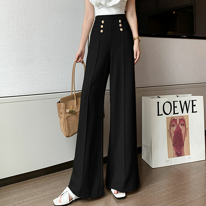 Women Wide Leg Pants Women 2023 New Spring Autumn Korean Loose Female Floor-Length Straight Suits Long Trousers Tops S04