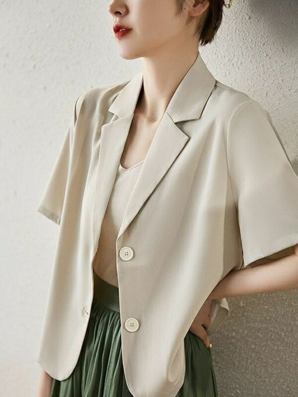 Blazers informales Harajuku para mujer, ropa minimalista de oficina, holgada, combina con todo, estilo coreano, temperamento Vintage, suave y Chic