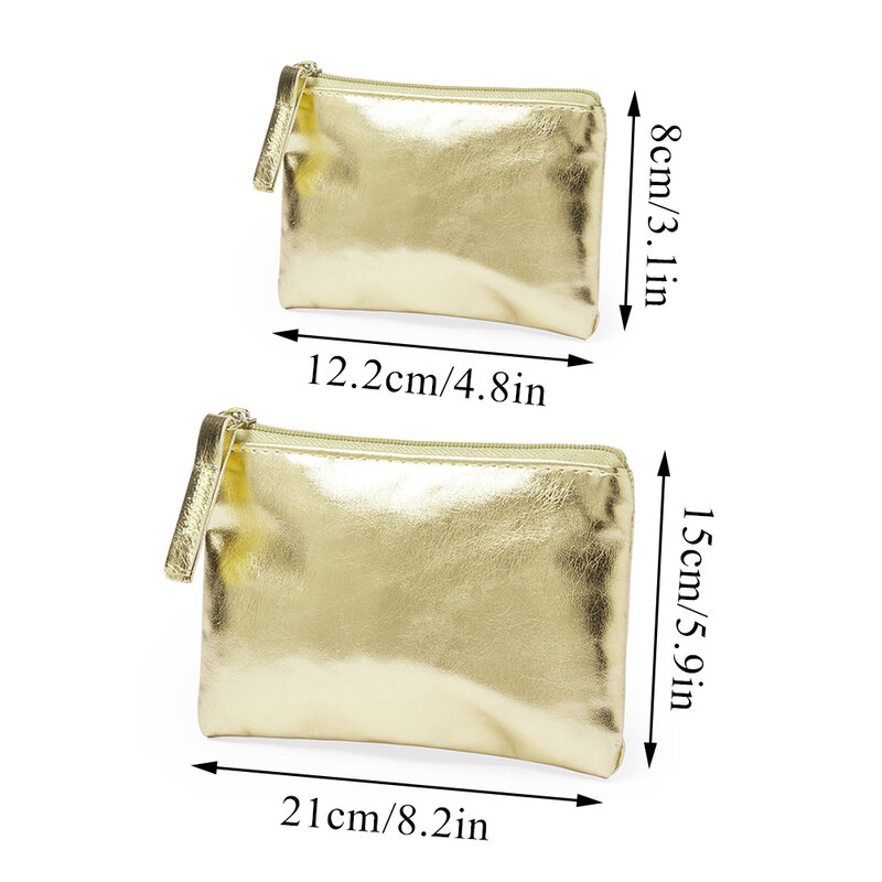 Nieuwe Zilveren Gouden Pu Lederen Portemonnee Eenvoudige Mode Waterdichte Munttas Draagbare Kaarthouder Sleutelmunt Oortelefoon Etui