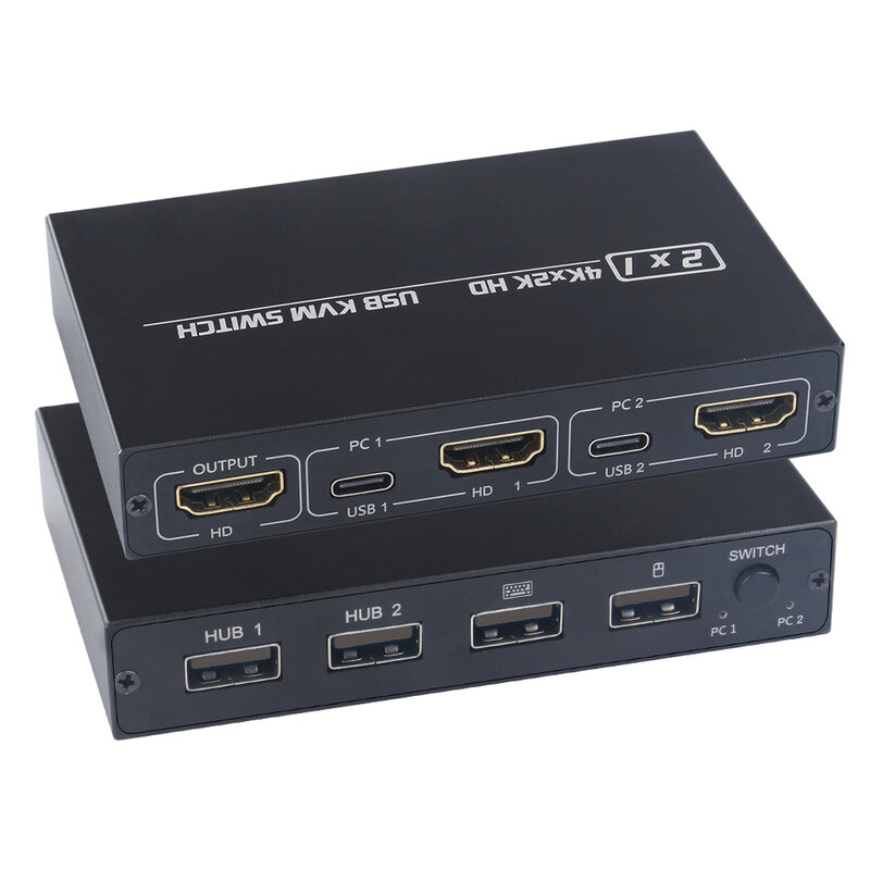 Divisor de interruptor KVM de 2 puertos HDTV USB Plug And Play para impresora HDCP adaptable, teclado y ratón de Monitor compartido, 4KX2K, 30HZ, caliente