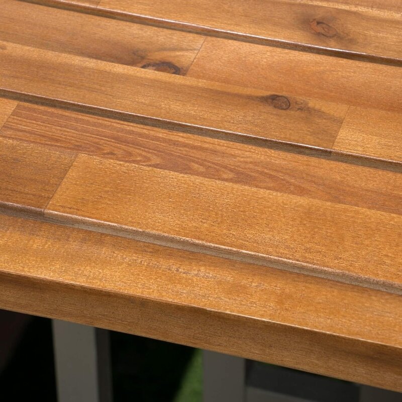 Juego de barra de balcón de madera de Acacia para exteriores, caribeño, marrón claro tintado Natural, 3 piezas