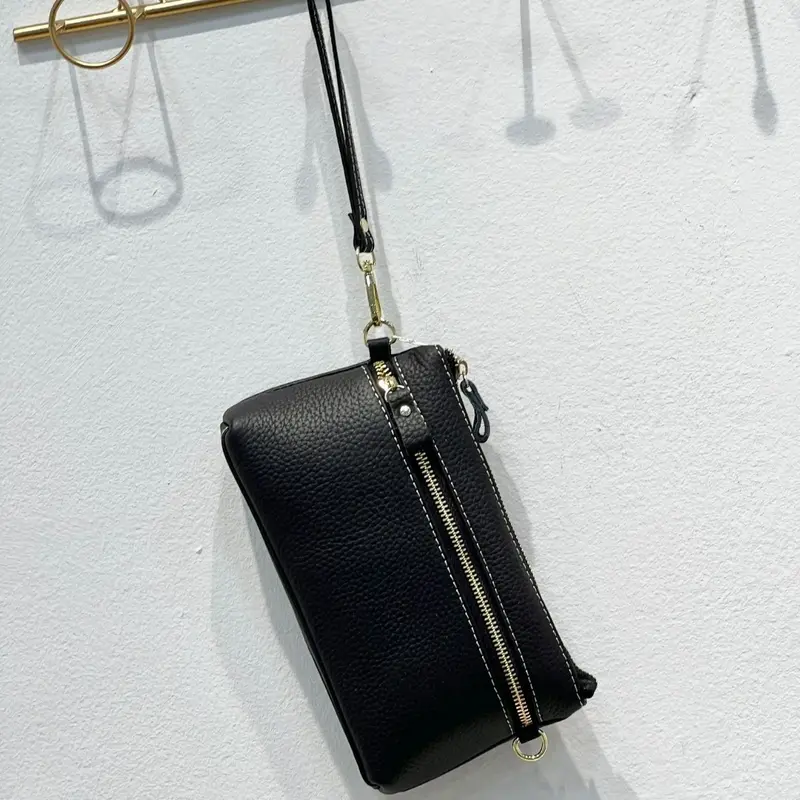 Bolso pequeño de cuero de vaca para mujer, cartera de mano minimalista con agarre, versátil, de hombro, de alta calidad