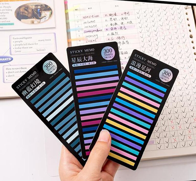 300 Vellen Regenboog Kleur Index Tabs Memo Pad Sticky Notes Stickers Notepad Bookmark School Kantoor Kawaii Briefpapier