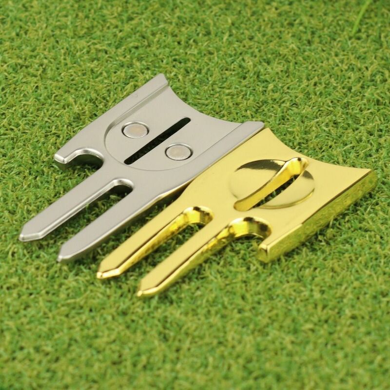 Stop cynku 6 w 1 narzędzie zapobiegające divotom magnetyczny zielony widelec golfowy odporny na rdzę przenośny narzędzie do naprawy ubytków w darni golfowy kij golfowy