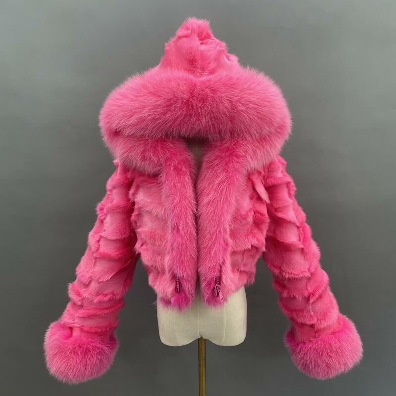 Женская Шуба из лисьего меха, зимняя верхняя одежда из натурального меха, 2023