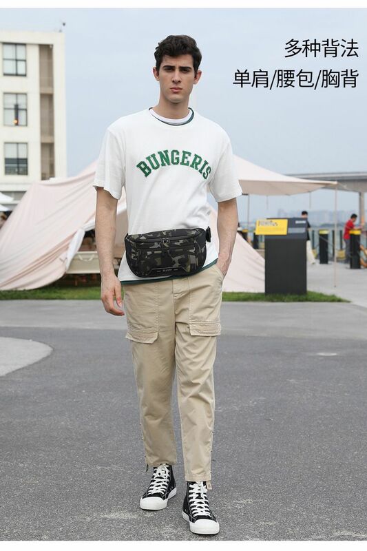 Bolso de cinturón informal para hombre, bandolera de nailon con carga USB, resistente al agua, para deportes al aire libre