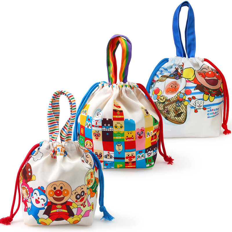Anpanman-fiambrera de pañales de Anime, bolsa de almacenamiento de ropa interior de gimnasio, bolsa de botella de mano, bolsas de artículos diversos, organizador de Juguetes