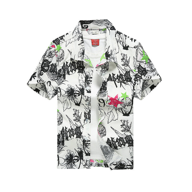 Été Hommes Hawaïen Décontracté Col Chemises À Manches Courtes Bouton AMP Arbre Imprimer Plage Floral Mode Vintage Vêtements XS-5XL