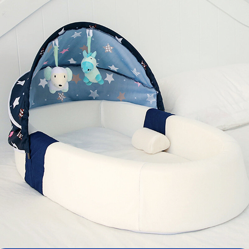Tempat Tidur Sarang Portabel Tempat Tidur Bayi Dapat Dilipat Dapat Dipindahkan Perlindungan Bumper Tempat Tidur Bayi Anti-tekanan dengan Kelambu