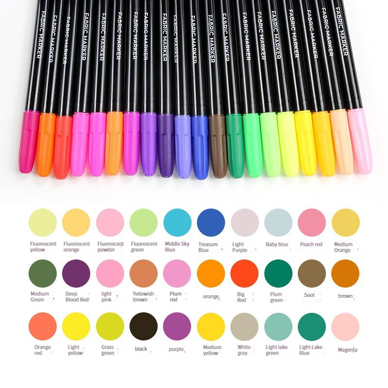 ปากกามาร์กเกอร์ผ้าสิ่งทอกันน้ำ24สีปากกาสีถาวรสำหรับวาดกราฟฟิตีศิลปะเสื้อผ้าแบบทำมือ