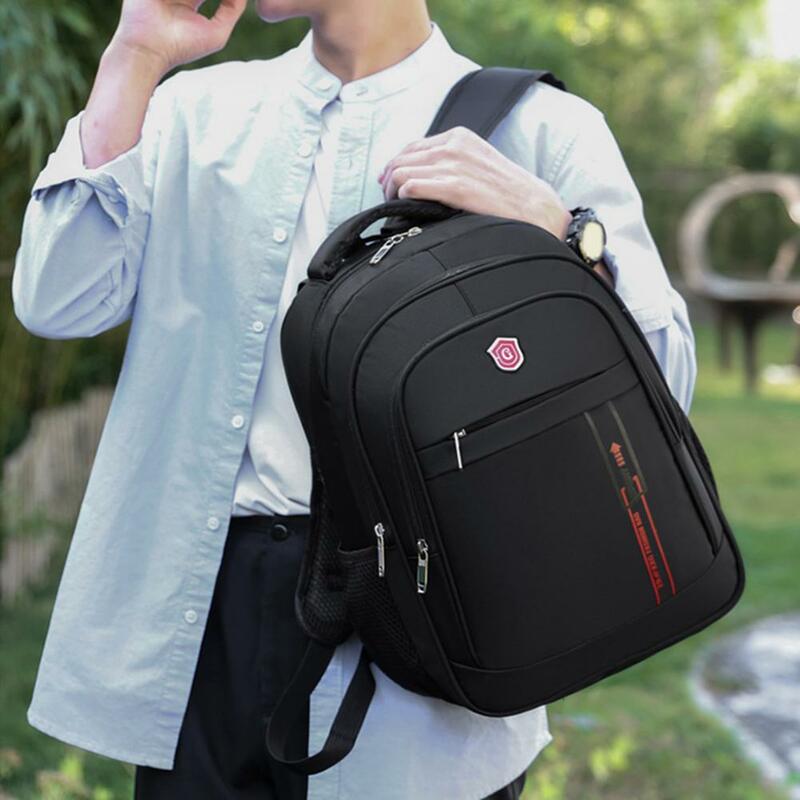 Men Backpack Large Capacity Waterproof Zipper Closure Oxford Cloth Wear-resistant Travel Laptop Bag Backpack Office Supplies