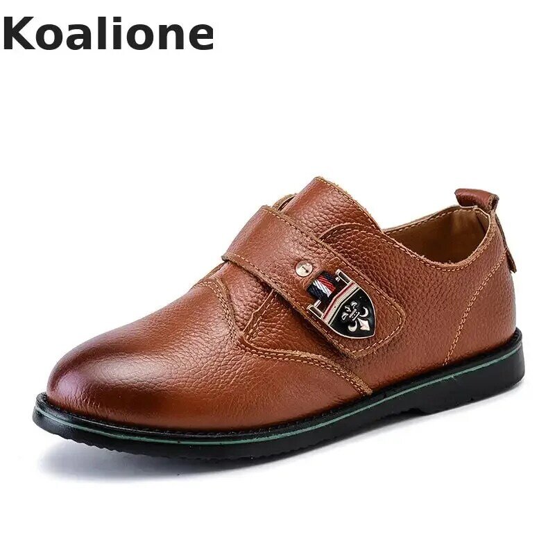 Kids Shoes For Boys Genuine Leather School Show Dress Shoes Flats Classic British Oxford Shoes Children Wedding Loafer Moccasins