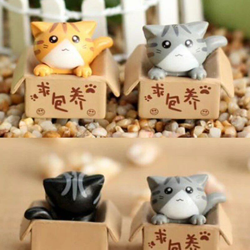 1PC uroczy Mini kot ozdoba kotek ogrodowy bombka na prezent dla dzieci dekoracja do pokoju dziecięcego zabawka miniaturowe figurki wystrój domu