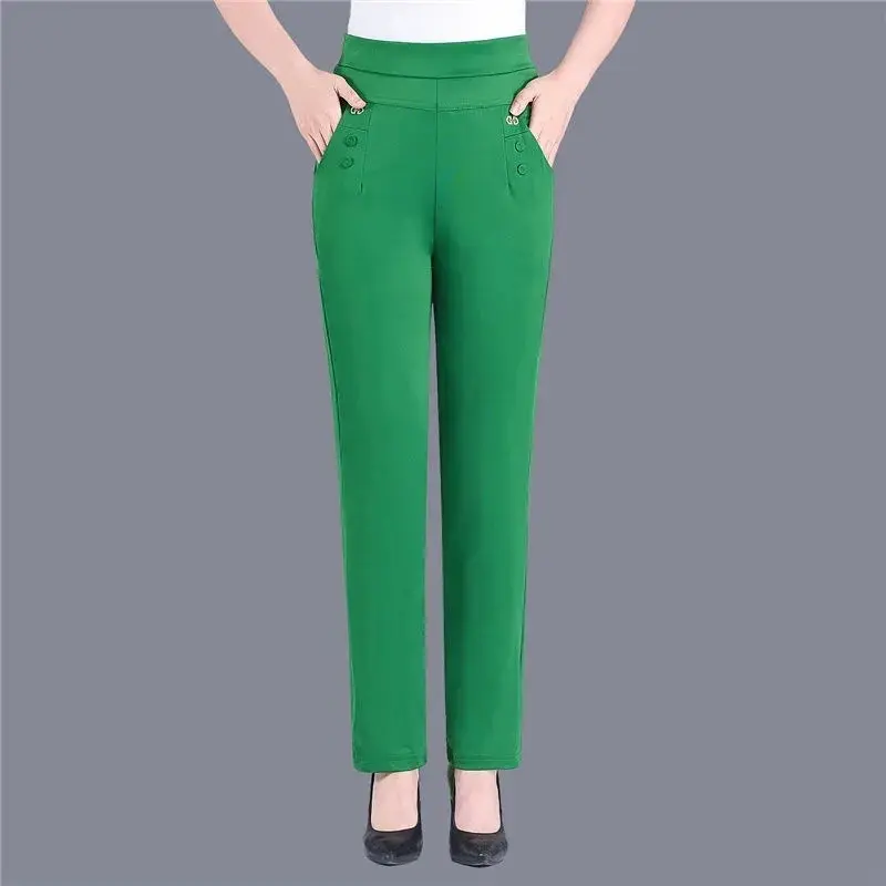 2024 kobiet w cienkie, cukierkowe kolorach rozciągliwe klasyczne spodnie proste spodnie matki na co dzień wysoki stan pantalony Slim spodnie do kostek