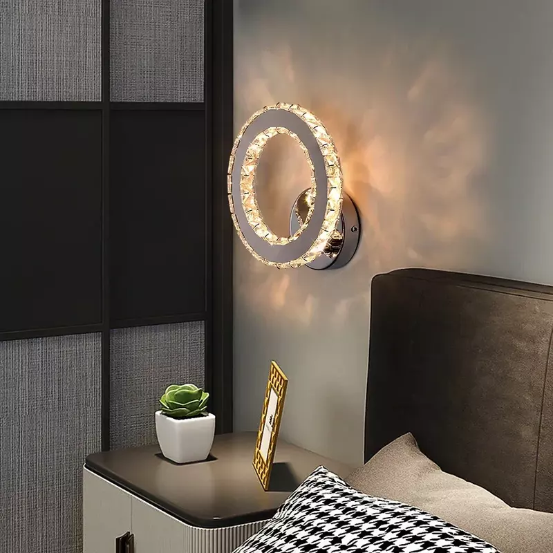 مصباح جداري LED كريستالي إبداعي ، جانب سرير حديث ، ممر ، ممر ، شمعدان ، غرفة معيشة ، تركيبات ديكور إضاءة