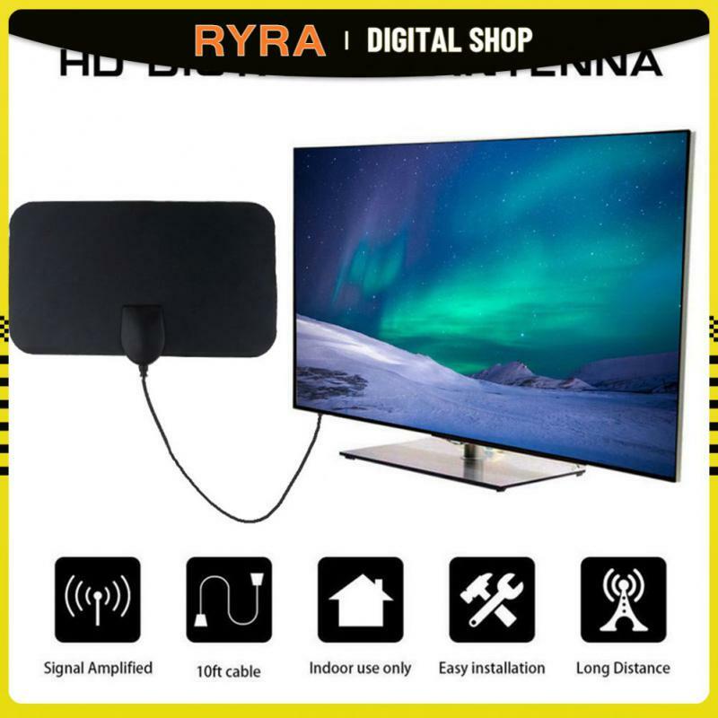 RYRA 4K 25DB High Gain HDTV DTV Box Antena TV Digital 500Mil Booster Aktif Dalam Ruangan Aerial HD Desain Datar untuk Antena TV DVB-T2
