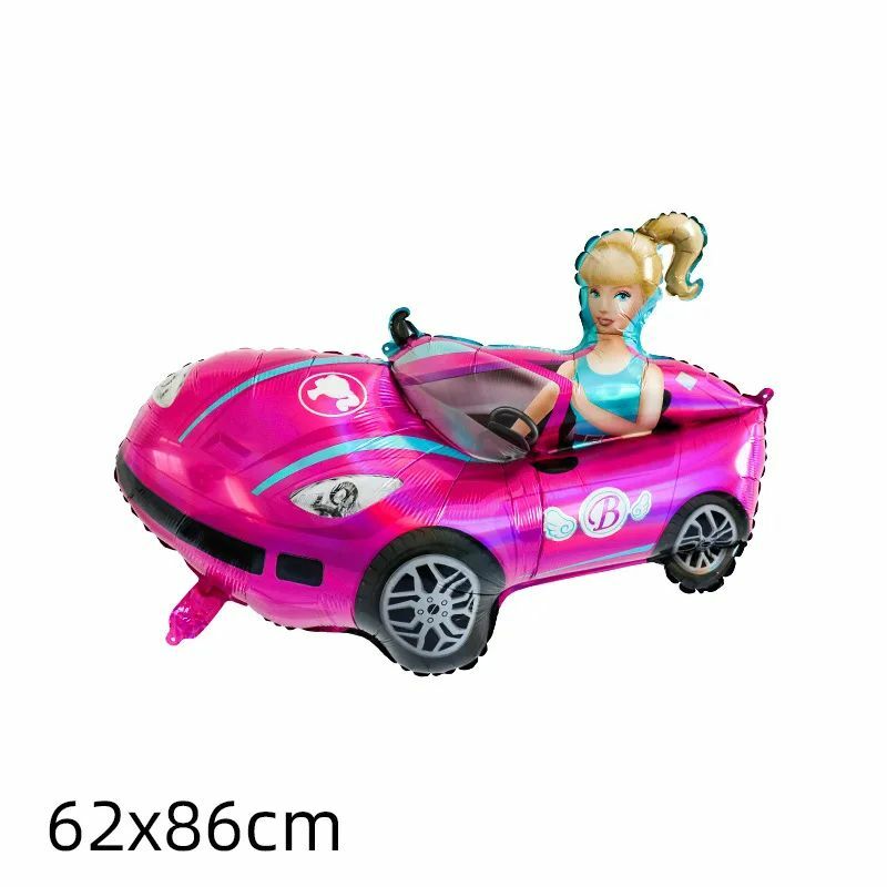 Ballons de Barbie en Film Aluminium pour Fille, Rose, Décoration de ixd'Anniversaire, Figurine Anime Kawaii, Roadster, Fourniture de Cadeaux pour Enfants