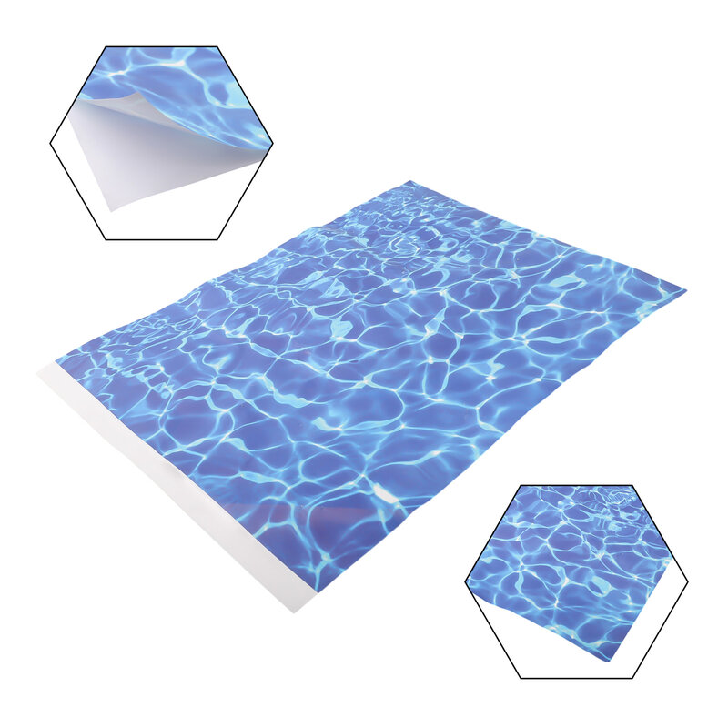 Mesa de arena de papel de patrón de agua de simulación, accesorios de piscina, paisaje Diorama para modelo de bricolaje, diseño de ferrocarril