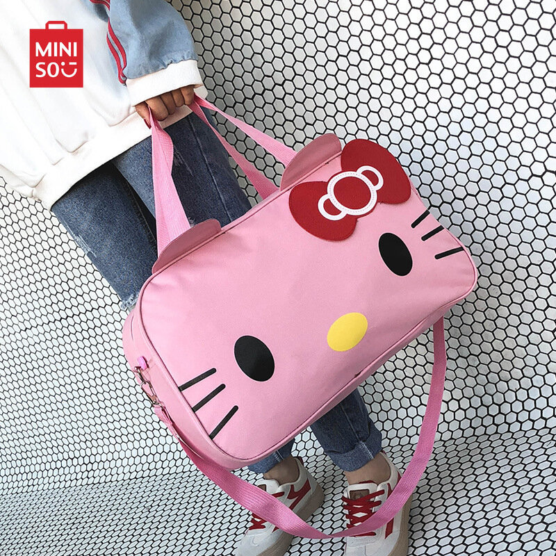 Sac de voyage étanche Hello Kitty pour femme, grande capacité, sac à bagages de dessin animé mignon, sac de sport portable, matériau Oxford, mode