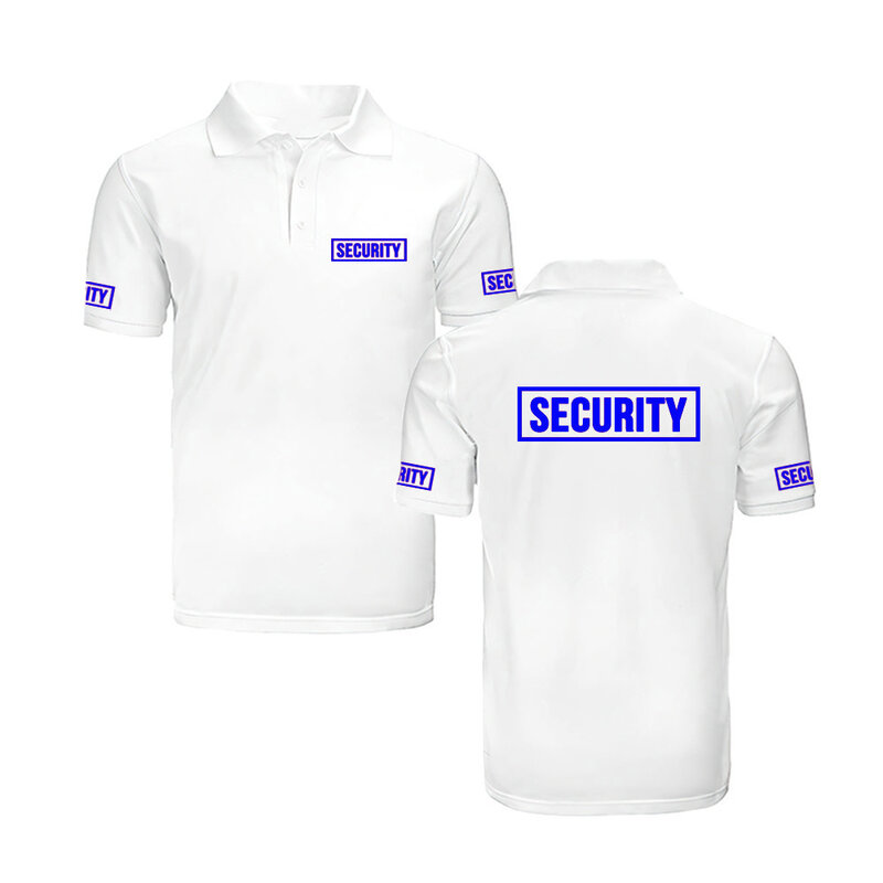 Camisa polo branca preta clássica de segurança, guarda de secagem rápida respirável, uniforme de guarda-costas, roupa polo masculina, atacado