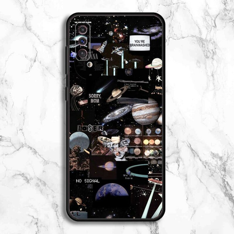 Space Planet Stars Moon Phone Case For Samsung Galaxy A13,A21s,A22,A31,A32,A52,A53,A71,A80,A91 Soft Black Phone Cover