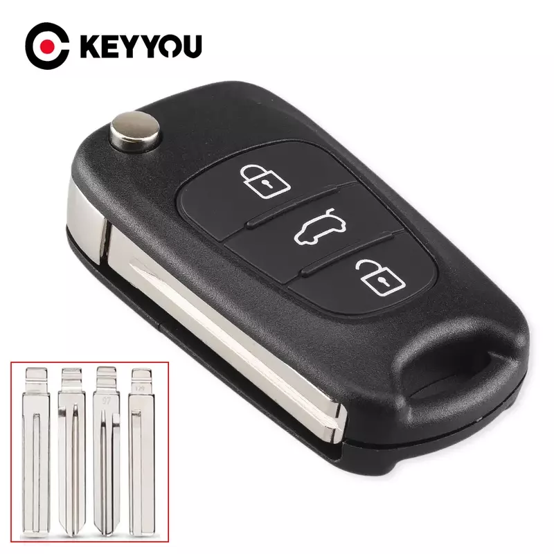 KEYYOU – coque de clé de voiture pliable, 3 BT, pour Kia K2 K5 Rio 3 Picanto Ceed Cerato Sportage