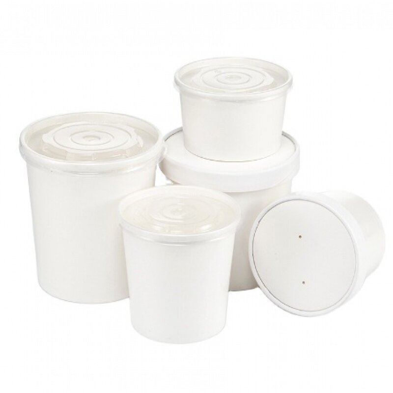 Kunden spezifisches Produkt32oz kunden spezifisch bedruckter Einweg-Suppen tassen zum Mitnehmen Kraftpapier-Suppen becher mit Papier deckel