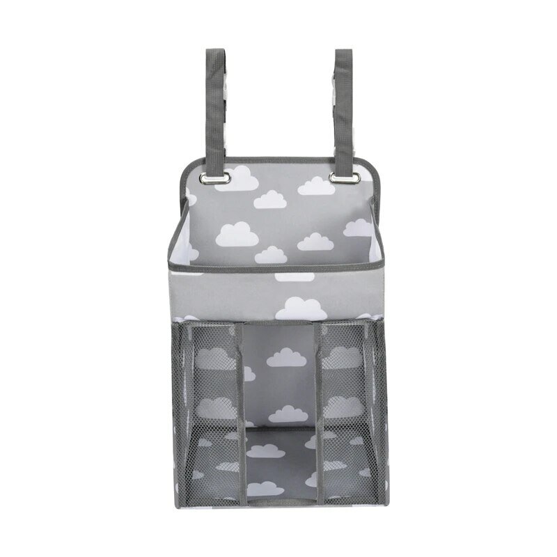 Cute Cloud Print Newborn Bedside Storage Bag, cabeceira, cabeceira, quarto, dobrável, pendurado fralda, brinquedo, médio, bonito, desenhos animados, vendendo