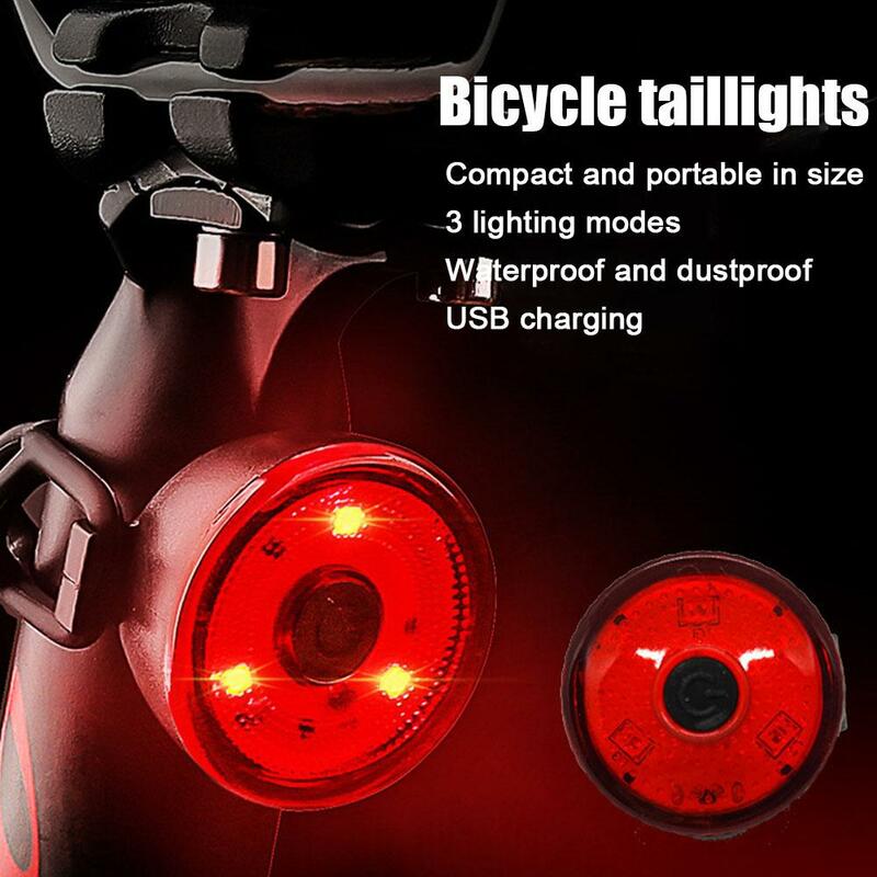 USB recarregável impermeável Mini bicicleta lanternas traseiras, luz alta, brilho noturno, ciclismo acessórios, X0T4