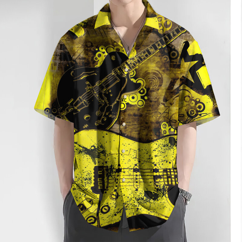 Camisa de música 3d para hombre, camiseta de manga corta, ropa de actuación callejera, ropa suelta de talla grande