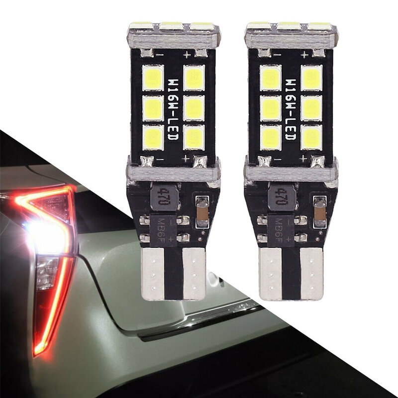 2pcs T15 W16W Super jasna biała Canbus LED żarówki do samochodu dodatkowe światło cofania 12-24V 0.55A uniwersalne akcesoria 49*15mm