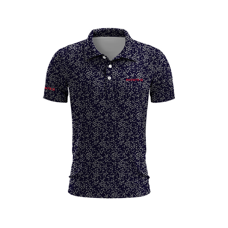 Men's Golf Clothing Chaos Geometric Print Men's Summer Golf T-Shirt Top Quick Drying Golf Club Button Up T-Shirt Polo Shirt