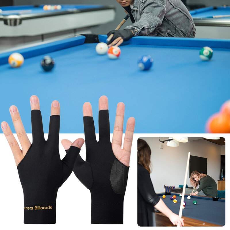 Guantes de billar antideslizantes de 3 dedos, accesorios deportivos transpirables para entrenamiento de billar