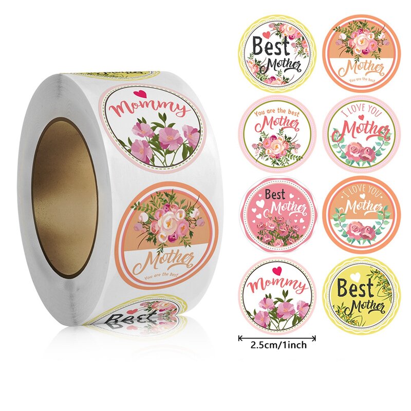 100-500pcs Happy Mother's Day Gift Stickers Envelope Seals Sweet Floral Design for Mother's Day Gift Wrapping