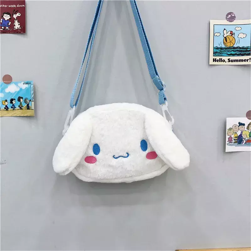 Sanrio Plush Bag Kawaii Cinnamoroll Shoulder Bags for Students Kuromi My Melody Stuffed Backpack Chest Bag Handbag Stuffed Toys