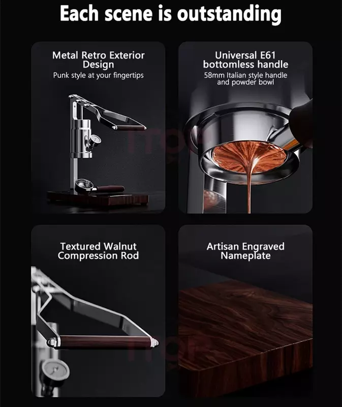 LXCHAN Hand Press Coffee Machine Household Espresso Concentrated 9Bar Constant or Variable Pressure Rod Coffee Machine 51MM/58MM