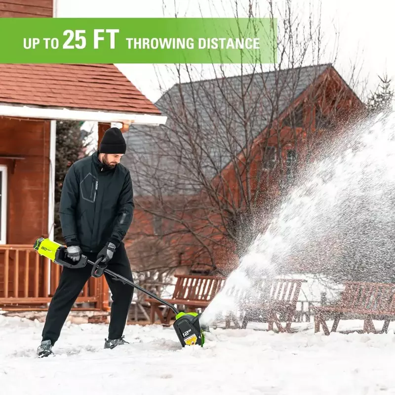 Greenworks 80V (75+ Compatible Tools) 12” Brushless Cordless Snow Shovel, 2.0Ah Battery and Charger Included